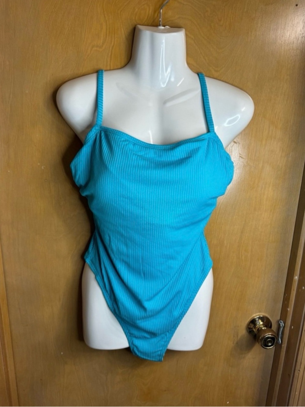 Cupshe S Turquoise Ribbed One-Piece Swimsuit